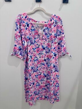 Lilly Pulitzer NWT Pink and Blue Floral Shift Dress “Party like a lobster” XXL
